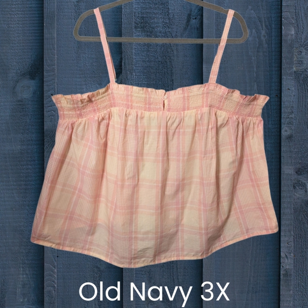 Old Navy 3X Smocked Pink Plaid Swing Camisole Pajama Top NWT
